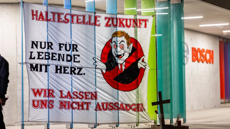 Halloween-Protest bei Bosch in Schwieberdingen